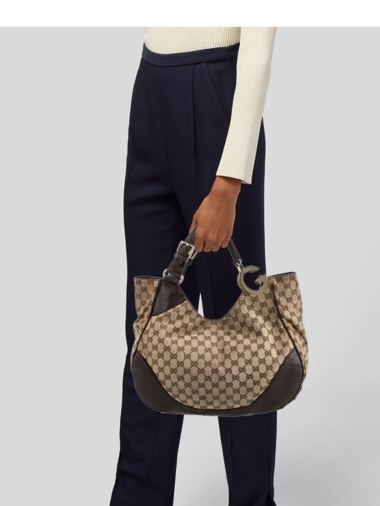 Gucci Handbags - Authentic Gucci GG Monogram Dark Brown and Beige Charlotte Tote Bag